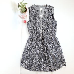 Gap Sleeveless Shirt Dress Blue Floral Print